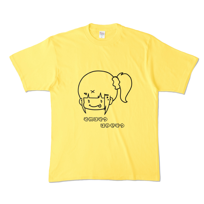 ぺろりんはやちぇ文字付きTシャツ - XL - イエロー
