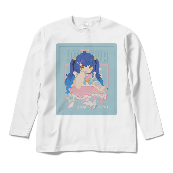 天宮こころ の胸ぷりロングスリーブTシャツ ロングスリーブTシャツ - M - ホワイト（ピンク-ハーフツイン）の公式画像