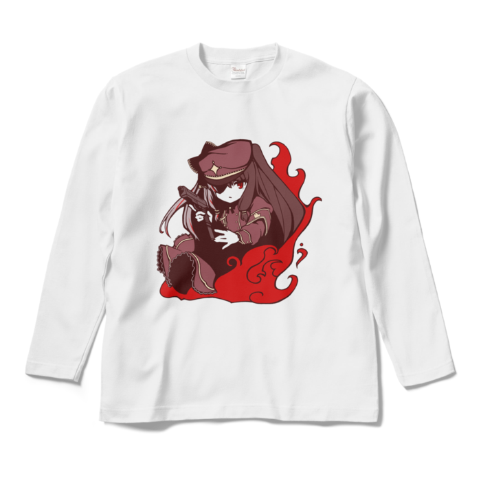 夜見れな オリジナルロングスリーブTシャツ 軍服_白 - M