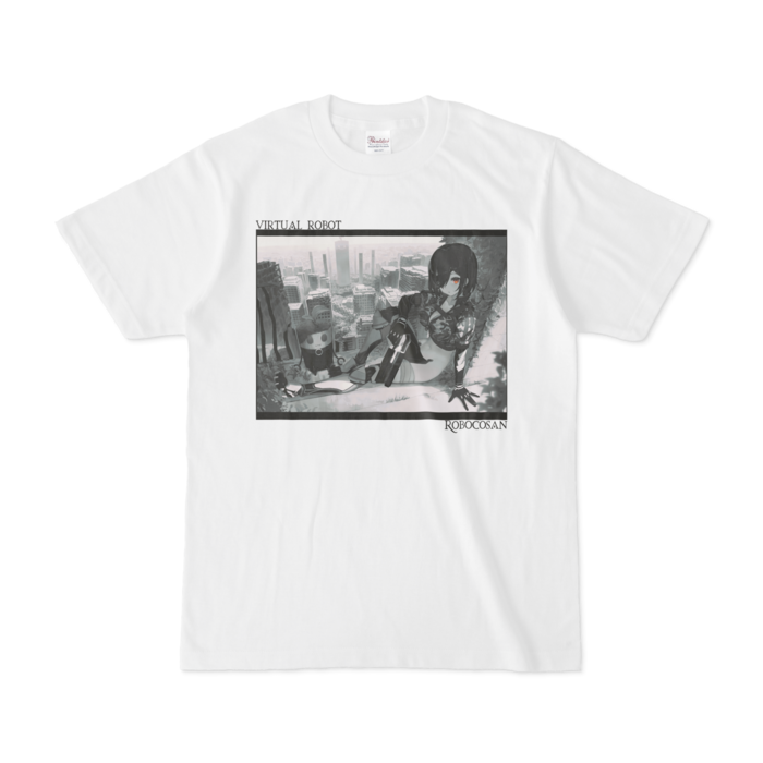 ロボ子さん バーチャルロボットTシャツ「モノクロ白」の商品画像