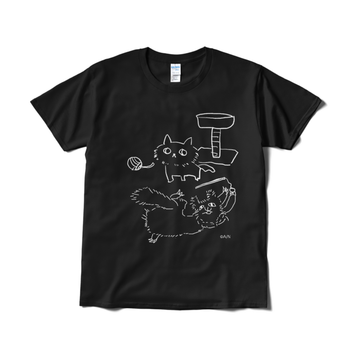 ごろごろ黒Tシャツ - L