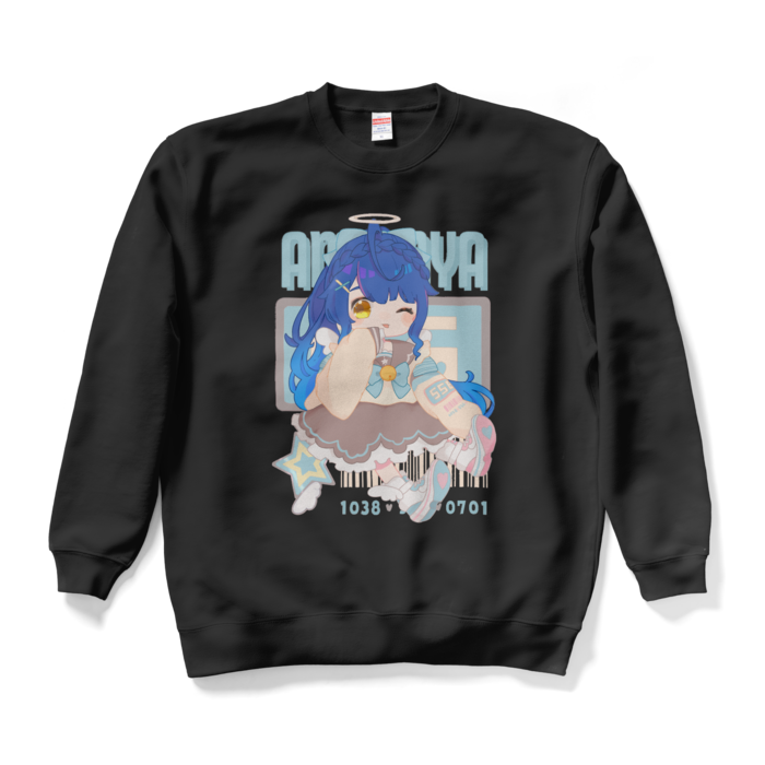 天宮こころ ゆめふわスウェット スウェット - XL - ブラック（ブラウン-ポニーテール全面）の公式画像