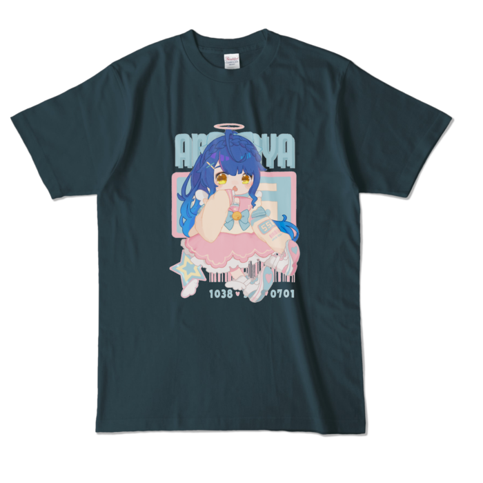 天宮こころ のゆめふわＴシャツ カラーTシャツ - L - デニムの公式画像