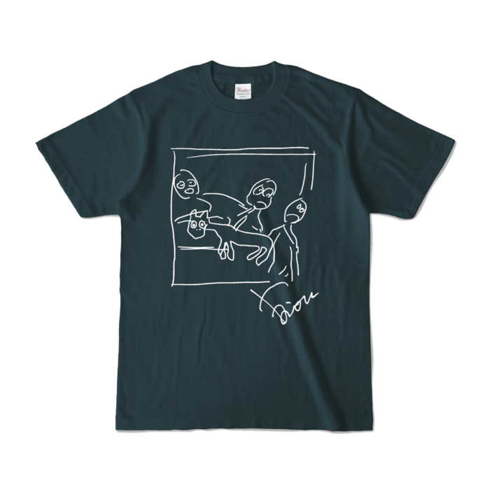 鷹宮リオン ゲ◯ニカカラーTシャツ カラーTシャツ - S - デニム (濃色)
