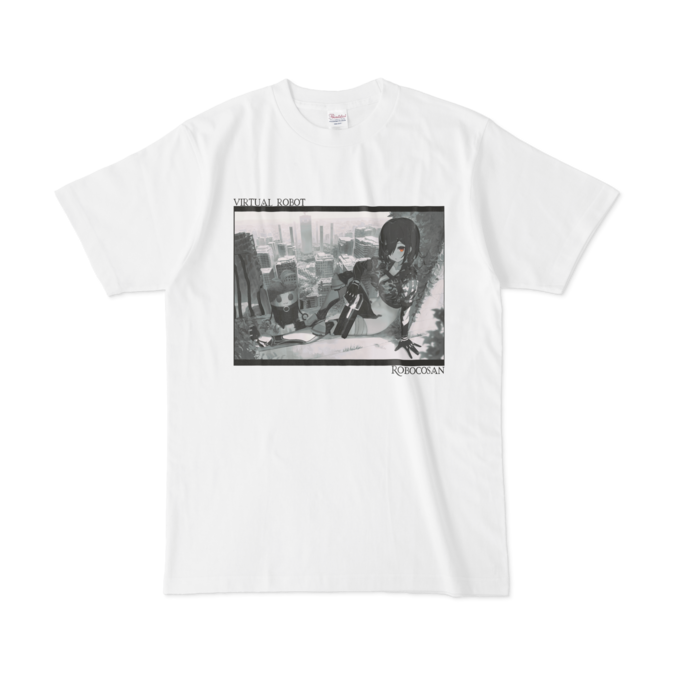 ロボ子さん バーチャルロボットTシャツ「モノクロ白」の商品画像