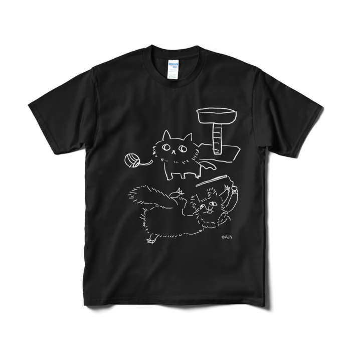 ごろごろ黒Tシャツ - M