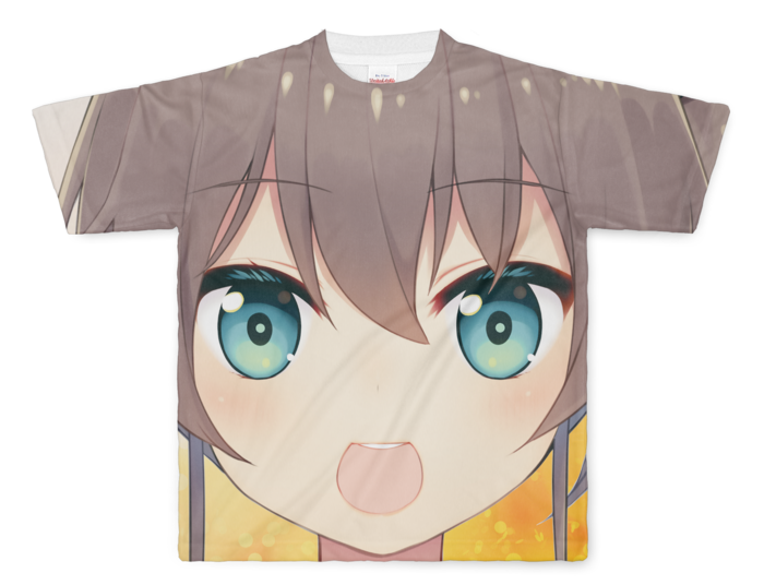 夏色まつり 顔デカTシャツ　みたらし団子咀嚼ボイスつき フルグラフィックTシャツ - L - 正面印刷のみの公式画像