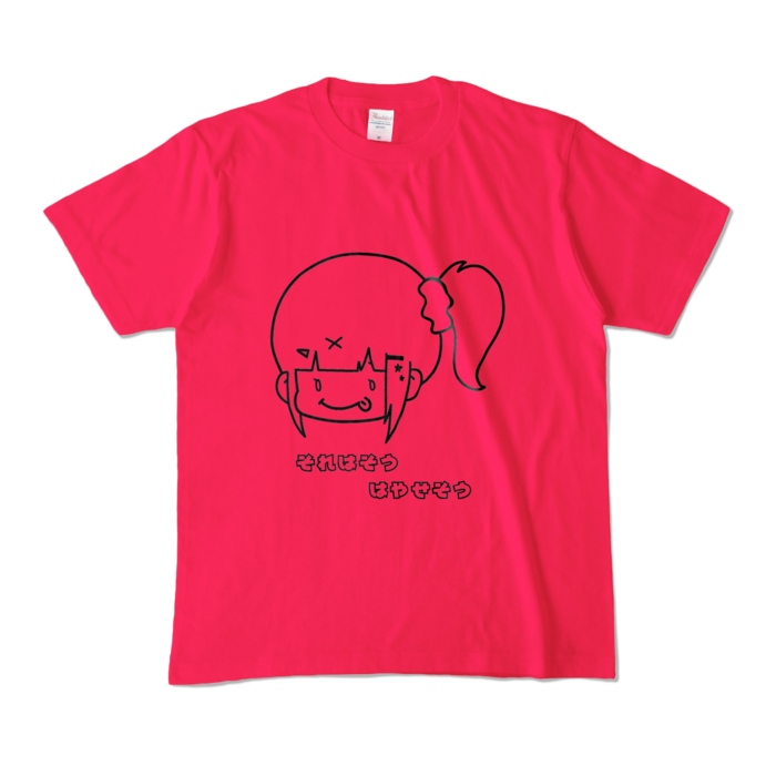 ぺろりんはやちぇ文字付きTシャツ - M - ホットピンク