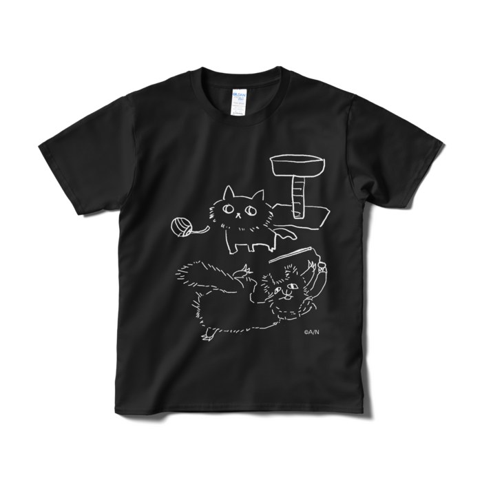 ごろごろ黒Tシャツ - S