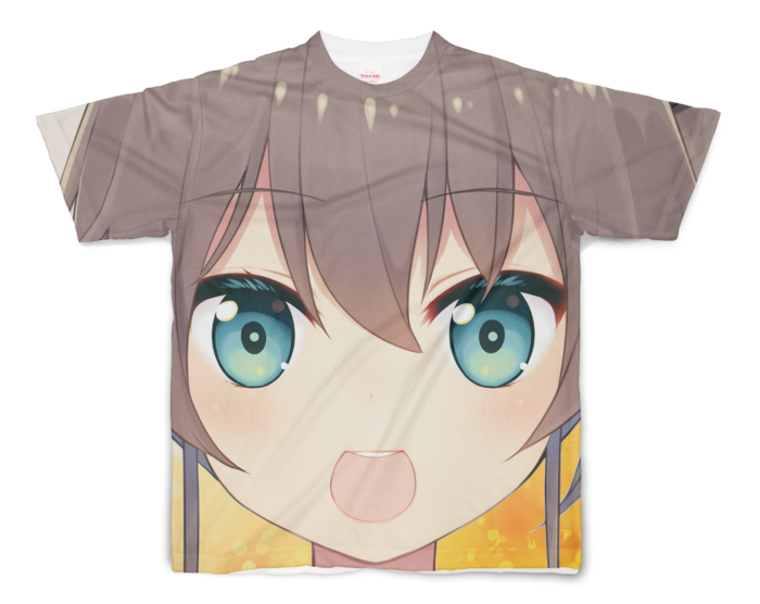 夏色まつり 顔デカTシャツ みたらし団子咀嚼ボイスつき フルグラフィックTシャツ - S - 正面印刷のみ