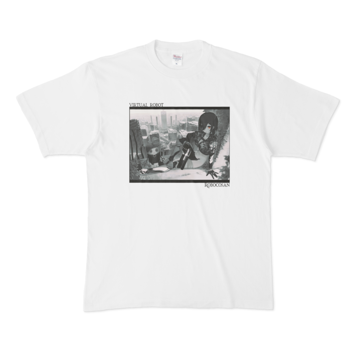ロボ子さん バーチャルロボットTシャツ「モノクロ白」