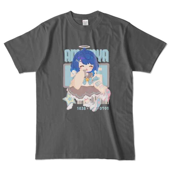天宮こころ のゆめふわＴシャツ カラーTシャツ - L - チャコールの公式画像