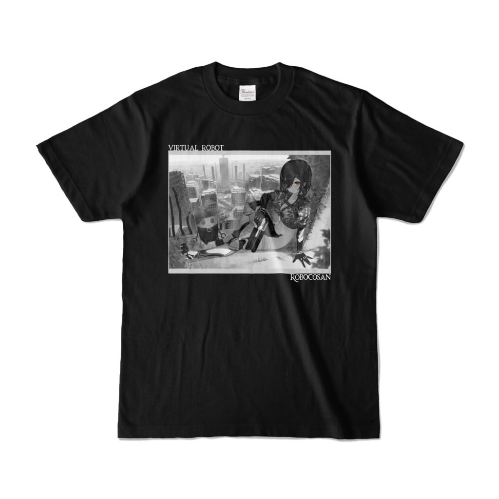 <新> ロボ子さん バーチャルロボットTシャツ「モノクロ黒」の商品画像