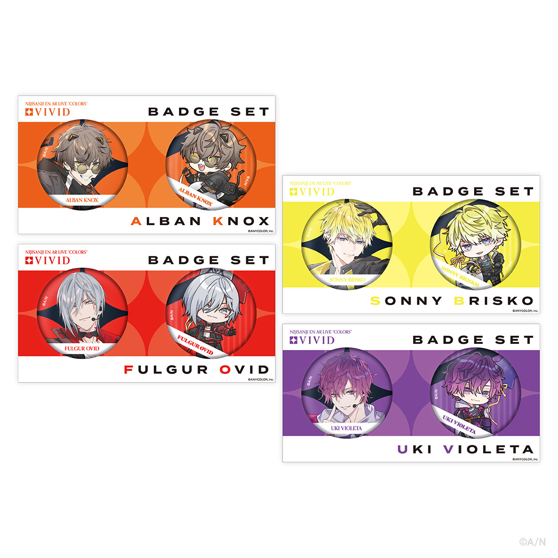 【NIJISANJI EN AR LIVE "COLORS"】缶バッジセット Noctyx アルバーン・ノックスの公式画像