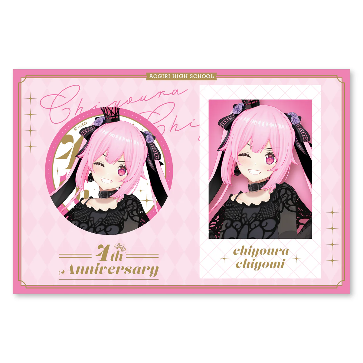 あおぎり高校 千代浦蝶美 4周年記念グッズ チェキ風カード&缶バッジセット