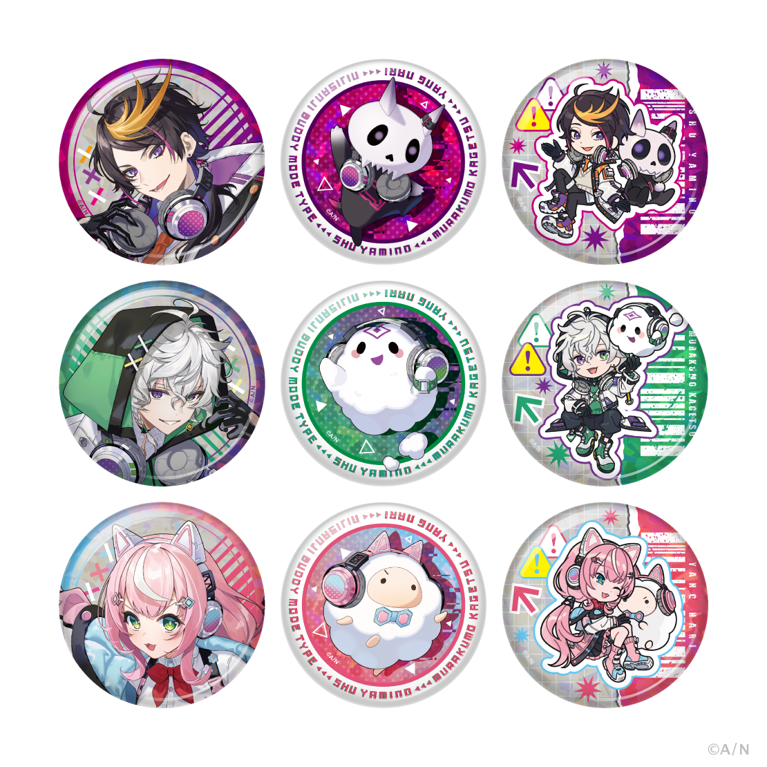 【NIJISANJI Buddy Mode Type:Shu, Kagetsu & Nari】ランダムホログラム缶バッジ