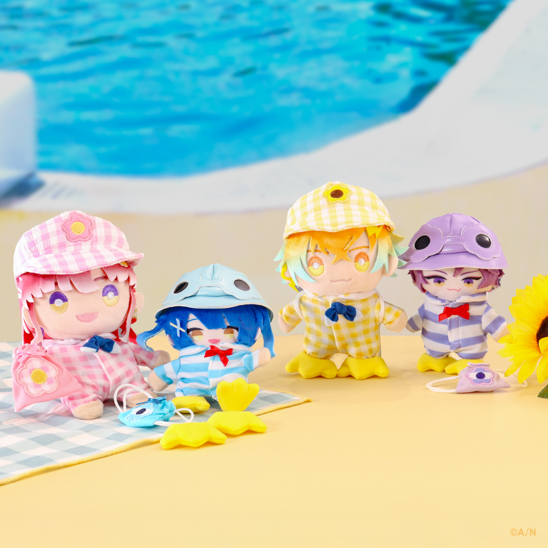 【なついろスタイル】わくわくにじぬいスイミングセット・ギンガムセーラー