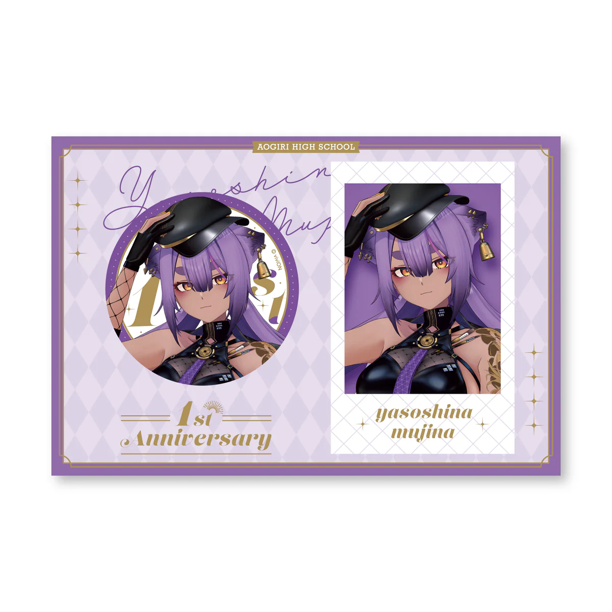 あおぎり高校 八十科むじな 1周年記念グッズ チェキ風カード＆缶バッジセットの公式画像