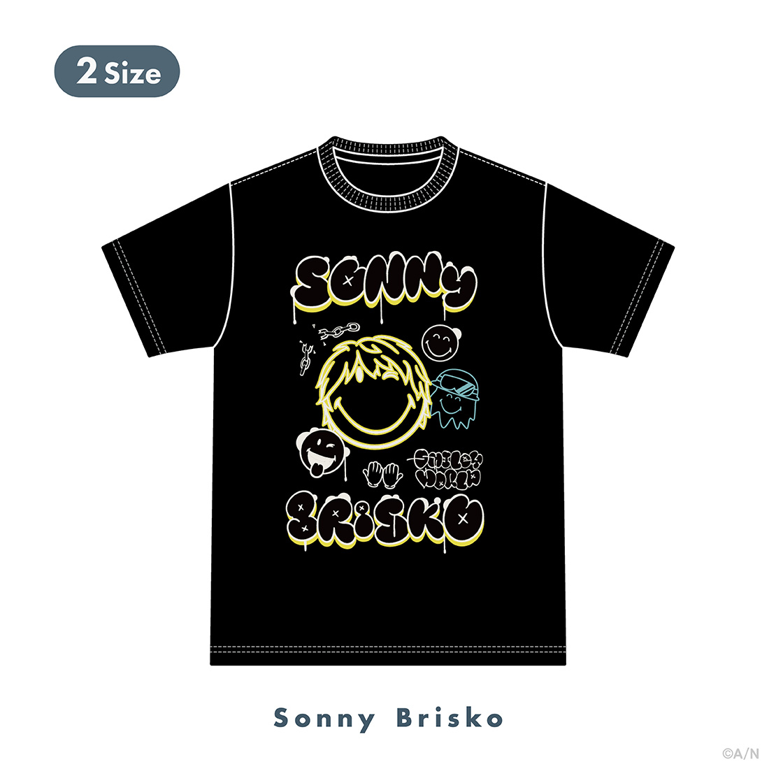 【NIJISANJI EN×SmileyWorld】Tシャツ サニー・ブリスコー BLACK Medium