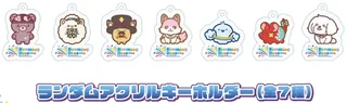 クマや犬などの動物をデフォルメしたマスコットとBlooming Dreamsのロゴを描いたアクリルキーホルダー全7種の絵柄が並び、「ランダムアクリルキーホルダー（全7種）」と書かれた画像です。