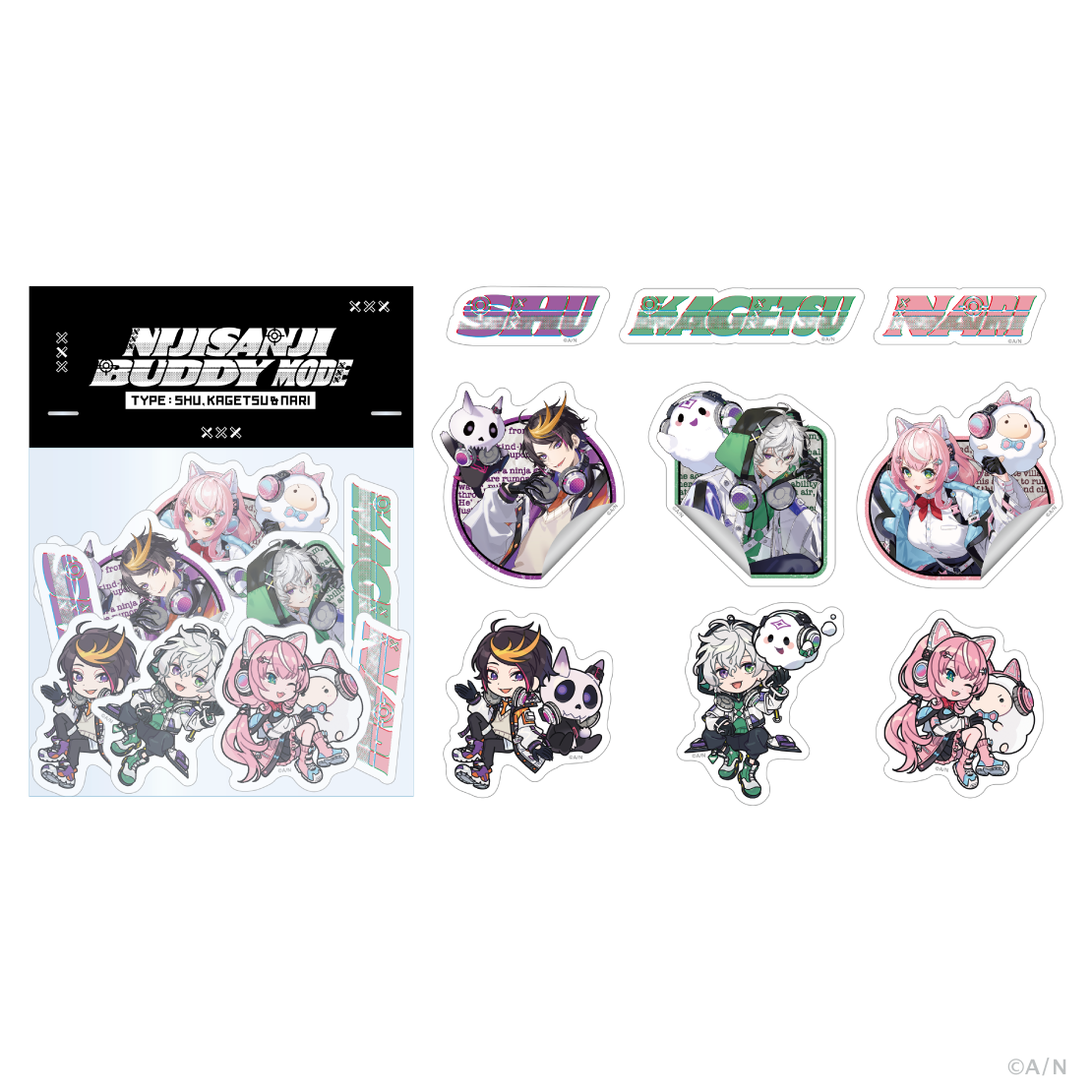 【NIJISANJI Buddy Mode Type：Shu, Kagetsu & Nari】ステッカーセットの公式画像