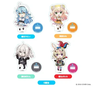 ねんどろいどぷらす アクリルスタンド 5期生セットの商品画像（雪花ラミィ、桃鈴ねね、獅白ぼたん、尾丸ポルカ）