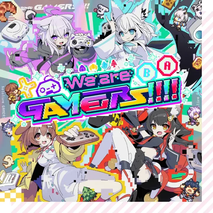 「We are GAMERS!!!!」のロゴと、コントローラーを持つイラスト