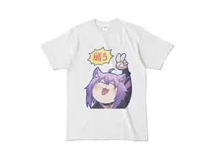 ＜新＞　猫又おかゆ「勝ち」Tシャツ カラーTシャツ - L - アッシュ (淡色)の公式画像