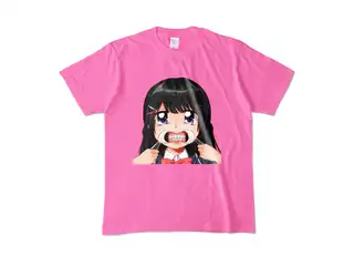 マウスオープナーで歯を見せる月ノ美兎カラーＴシャツ カラーTシャツ - M - ピンク - 背景ナシの公式画像