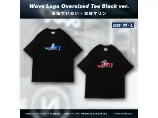 「hololive×9090」コラボ グッズ Wave Logo Oversized Tee Black ver. 宝鐘マリン Lの公式画像