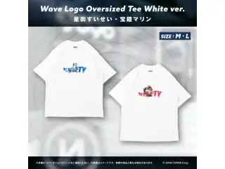 「hololive×9090」コラボ グッズ Wave Logo Oversized Tee White ver. 宝鐘マリン Mの公式画像